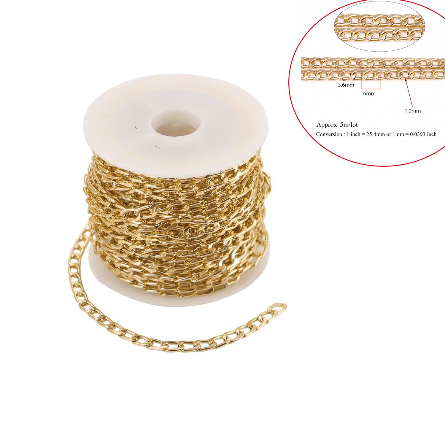 

1 Roll Of Aluminum Chain (About 5 Meters) Suitable For Making Jewelry, Necklaces, Bags