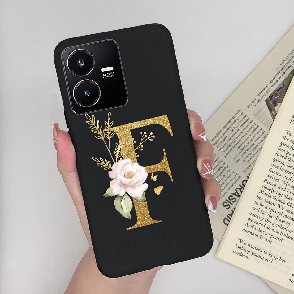 Flower Letters Case For Vivo Y22 2022 Y22S Matte Silicon Soft TPU Back Phone Cover For VivoY22 Y 22 22S Case Funda Bumper Shell