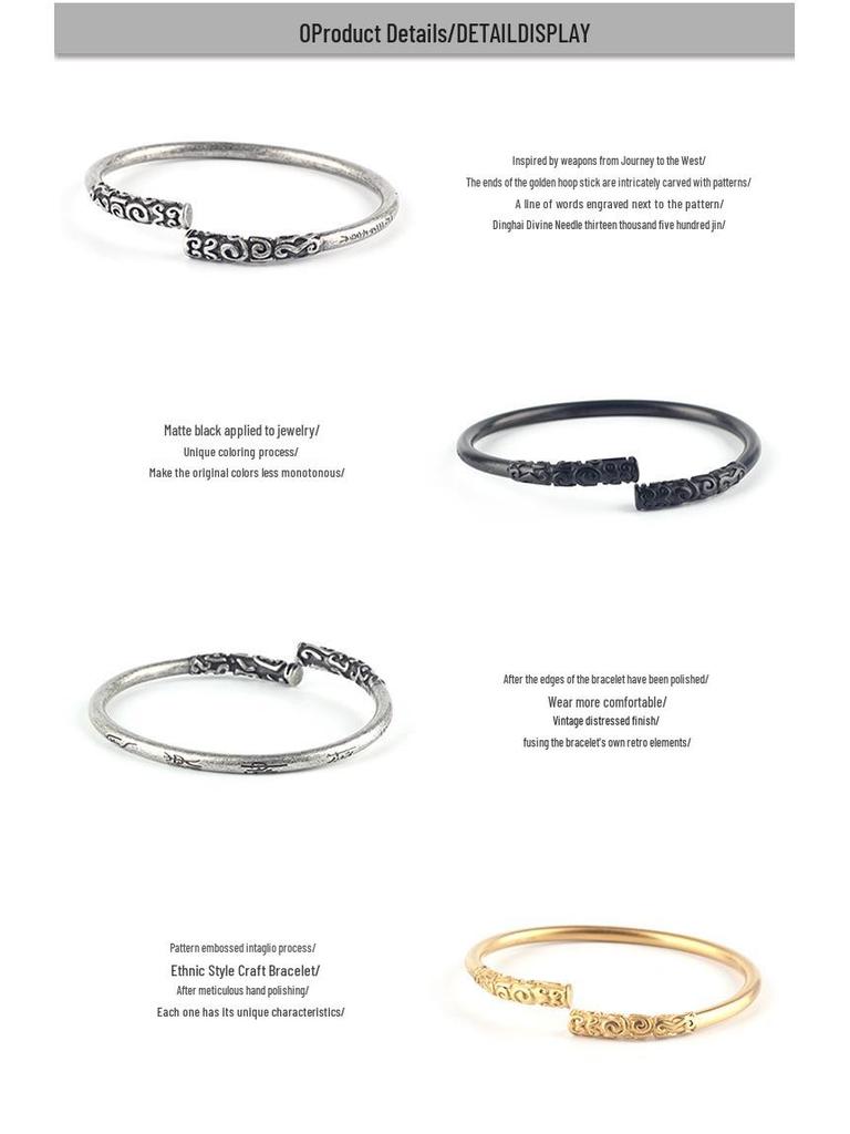 Wukong Ruyi Jingu Bang Bracelet: Monkey King Mythology Inspired 3D Metal Jewelry from Journey to the West