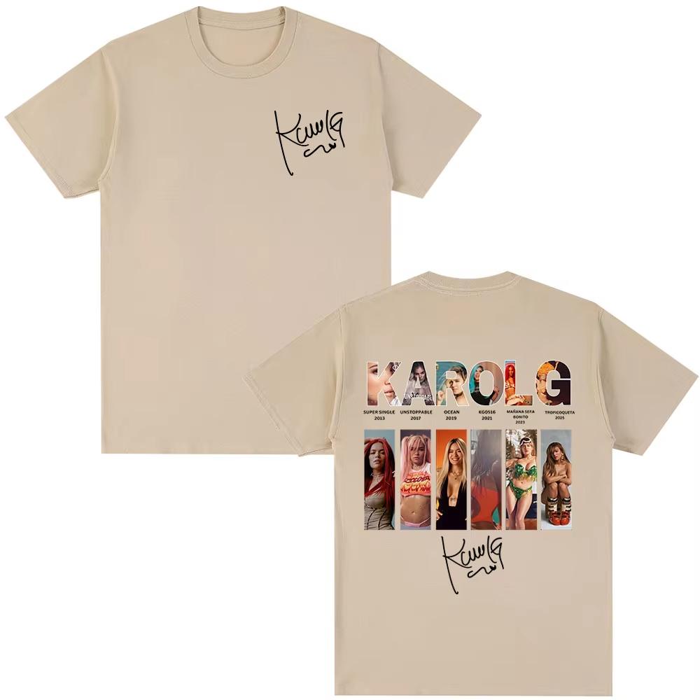 

Karol G Tropicoqueta 2025 Обложка Альбома Футболки Мужские Женские Одежда Мода Высококачественная Футболка Повседневная Хлопок Круглый Вырез Футболка Топы 4XL