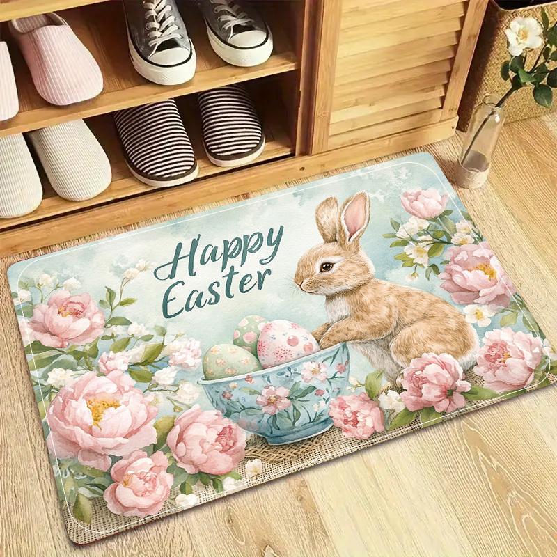 1Pcs Anti Fatigue Kitchen Rugs, Easter Print Waterproof Non-Slip Thick Cushioned Kitchen Mat Heavy Duty Comfort Standing Mat for Kitchen