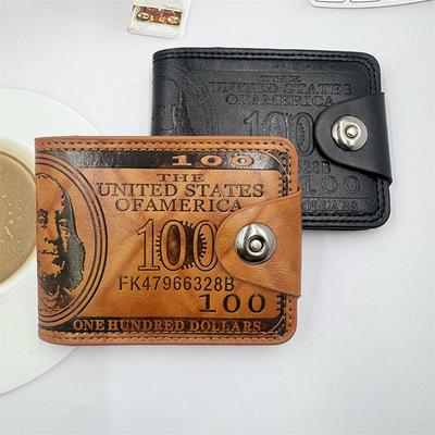 Men'S Business Wallet Men'S Wallets With 100 Us Dollar Patternwallet Male Leather Walet Photo Card Holder Large Capacity Wallet