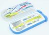 OSK Cutlery Shinkansen with and Made in Sliding Dishwasher Easy to for Children and Elementary School Set, Design, Pull-Lid Trio, Chopsticks, Spoon,