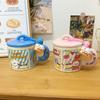 Cute Mug with Lid Creative Ceramic Cup for Women New High Looking Couple Water Cup for Girls Giving Birthday Gifts
