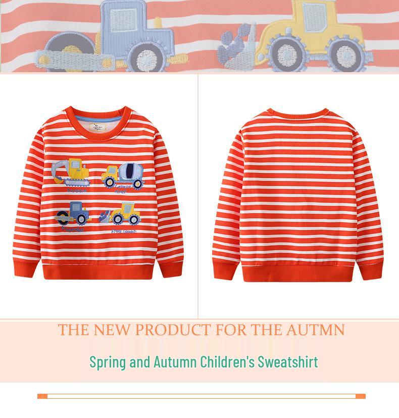 European & American Boys' Autumn Round Neck Hoodie - Long Sleeve Pullover Sweatshirt