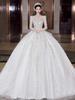 Luxury French V-Neck Long Sleeve Wedding Gown with Train - 2025 Collection
