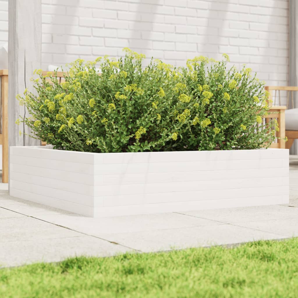 Plant Pot White 90x90x23 Cm Solid Pine Wood