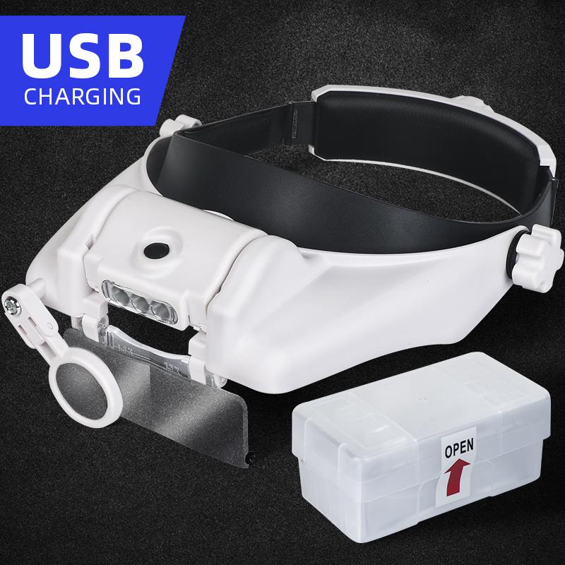 

TUNGFULL Magnifying Glass with Led Lights Illuminated Magnifier Lamp Wearing Style 1.5x 2x 2.5x 3x 3.5x 8 Magnifying Headset