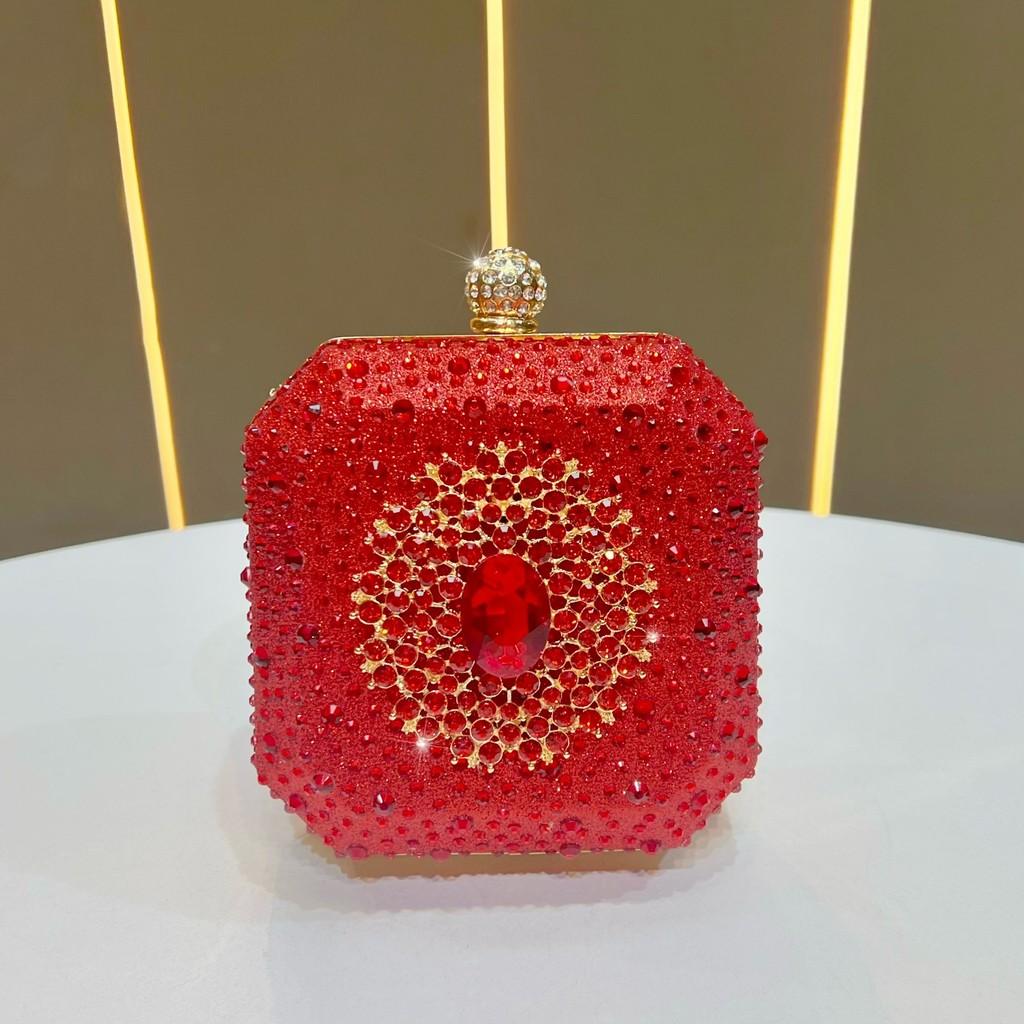 Mini Womens Evening Clutch With Glittering Water Drilled Embellishments For Party And Dinner Events
