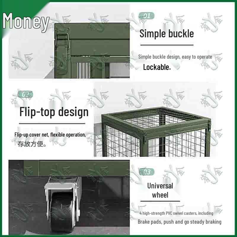 Yojin Movable Storage Mesh Cage with Wheels