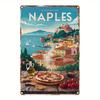 Vintage Naples Italy Aluminum Wall Art Sign   Rustic Decor with PreDrilled Holes Perfect for Home Kitchen Bar Garden or O