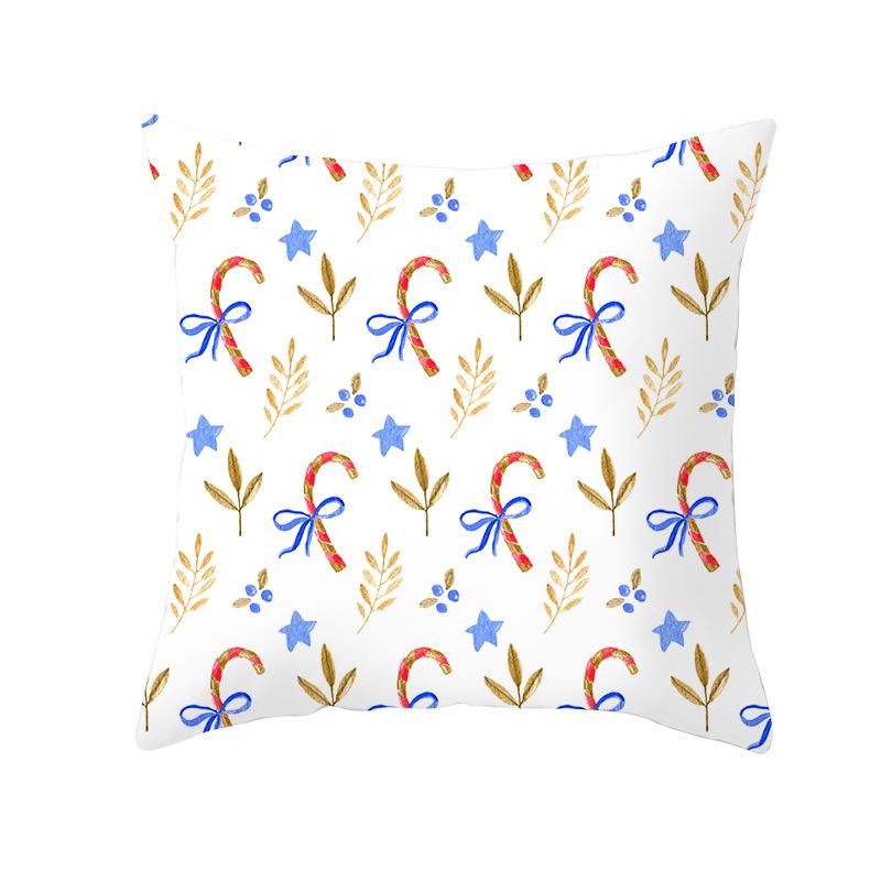 Christmas Peach Skin Pillow Cover Nordic Sofa Cushion Cover Cartoon Print Pillow Cover