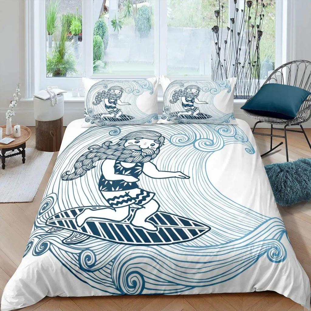 Luxury Sunset Surfing For Teens Boys Girls Adults Kid Gift Duvet Cover Summer Beach Theme For Bedroom Decoration Queen King Size