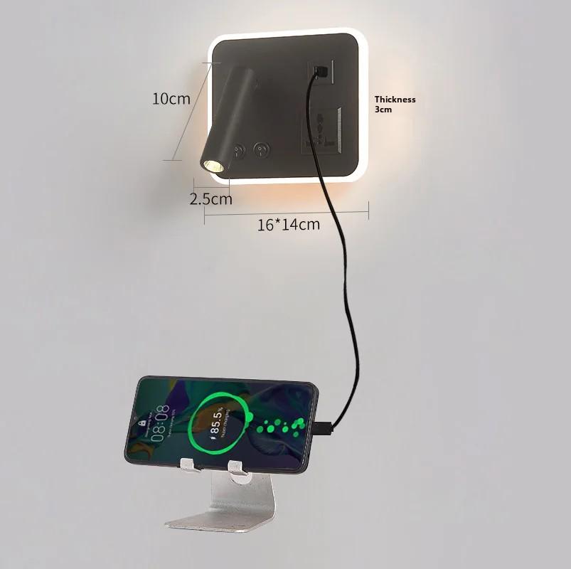 Creative LED Rotating Switch Wall Light USB Charging Port Living Room Corridor Decorative Wall Light Bedroom Study Reading Light