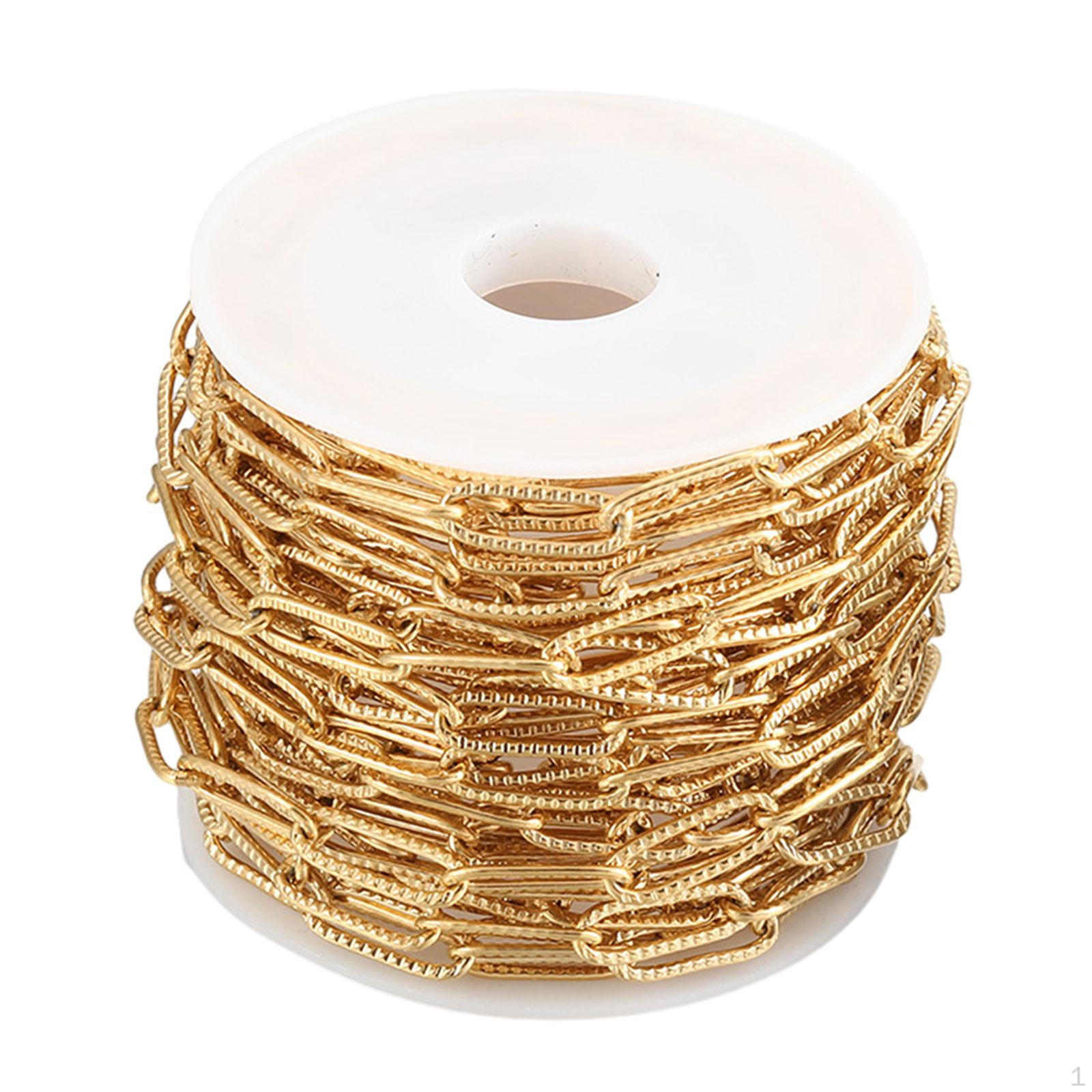 

39-дюймовая цепочка для скрепок для изготовления ювелирных изделий своими руками, овальный кабель для ожерелья из нержавеющей стали 4 мм золотой