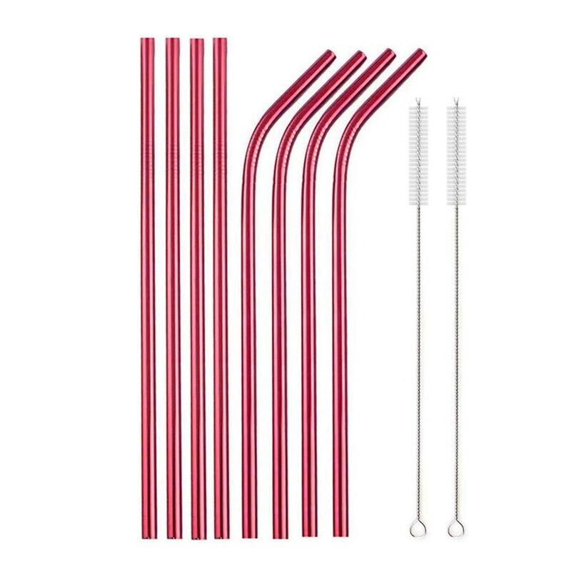 8pcs Multicolor Metal Straws High Quality Stainless Steel Straw Eco Friendly Reusable Straw Party Accessory Dishwasher Safe