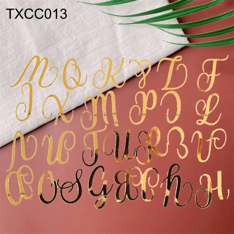 Decor Acrilic Oglindă Aurie pentru Tort La Mulți Ani Alfabet Englez Număr Roman Nuntă Petrecere Topper Tort Insert Cupcake Steag