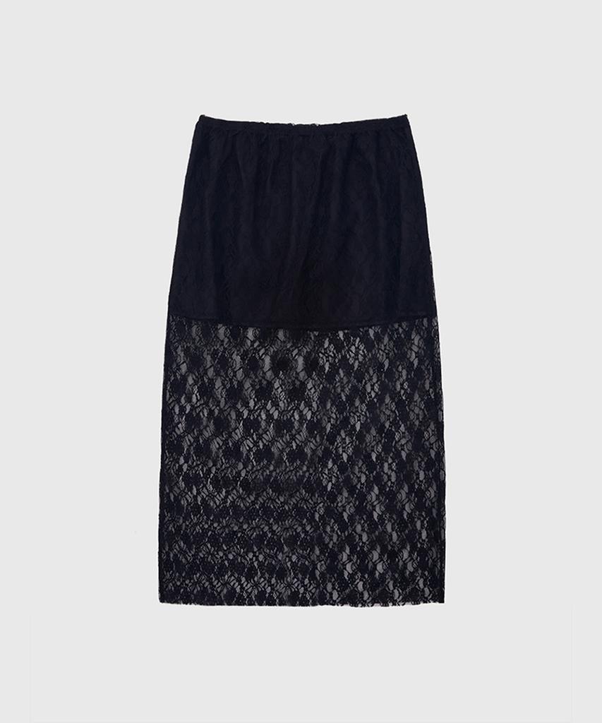 Kwinseulaebis Lace See-Through Banding Layered Skirt