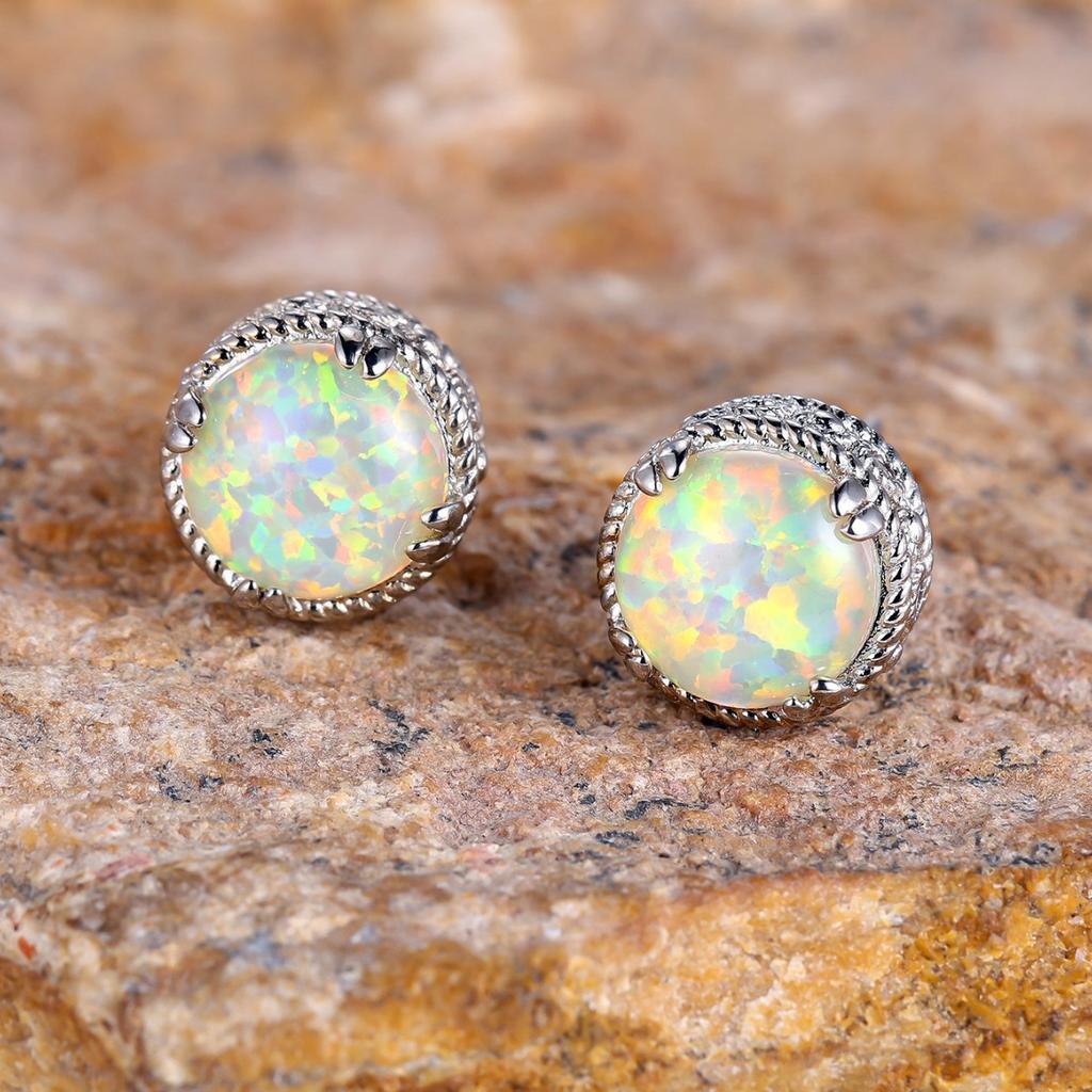 Round Four Claw Micro Set Zircon Antique Fried Dough Twists Thick Bottom Earrings Are Simple and Versatile