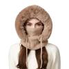 Thick Drawstring Knitted All-In-One Hat Women's Winter Outdoor Windproof Warm Wool Hat