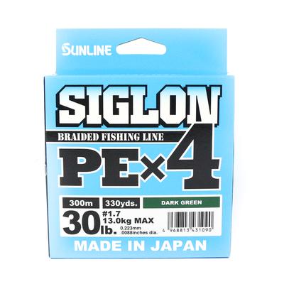 Sunline PE Line X4 Siglon 300M PE 1.7 30LB Vert Foncé (1090)