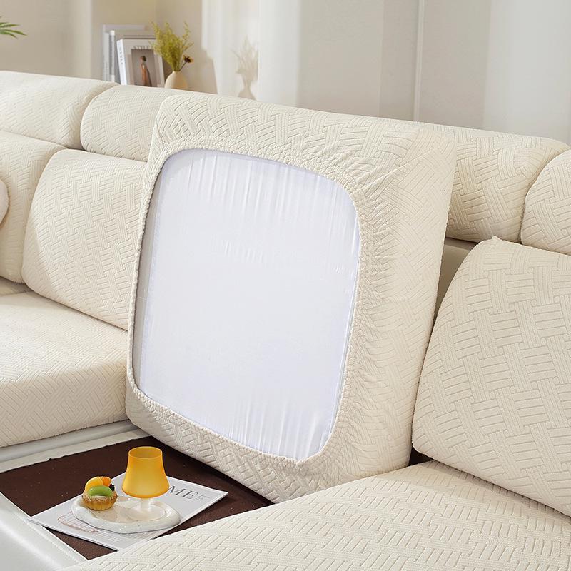 Universal Non-Slip Stretch Sofa Cover - Solid Color, All-Season Full Wrap Cushion Protector