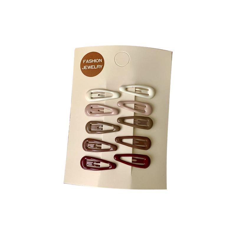 Colorful 10-Piece Children's Hair Clips Set - Water Drop Shape for Girls' Bangs & Sideburns
