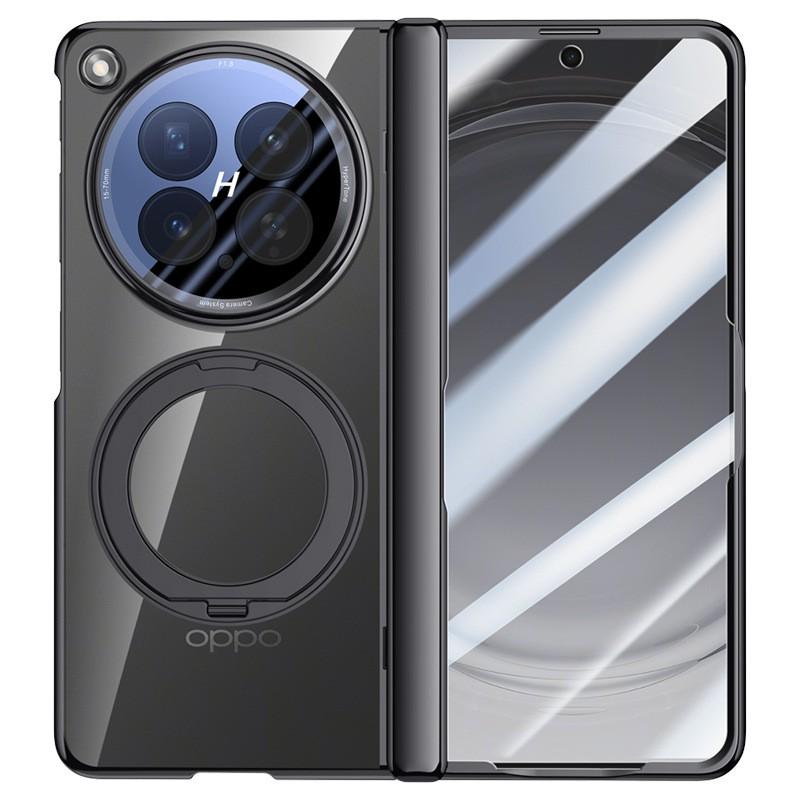 Phone Case OPPO Find N6 Rotating Stand Magnetic Plated Transparent Shockproof Hinge Protection