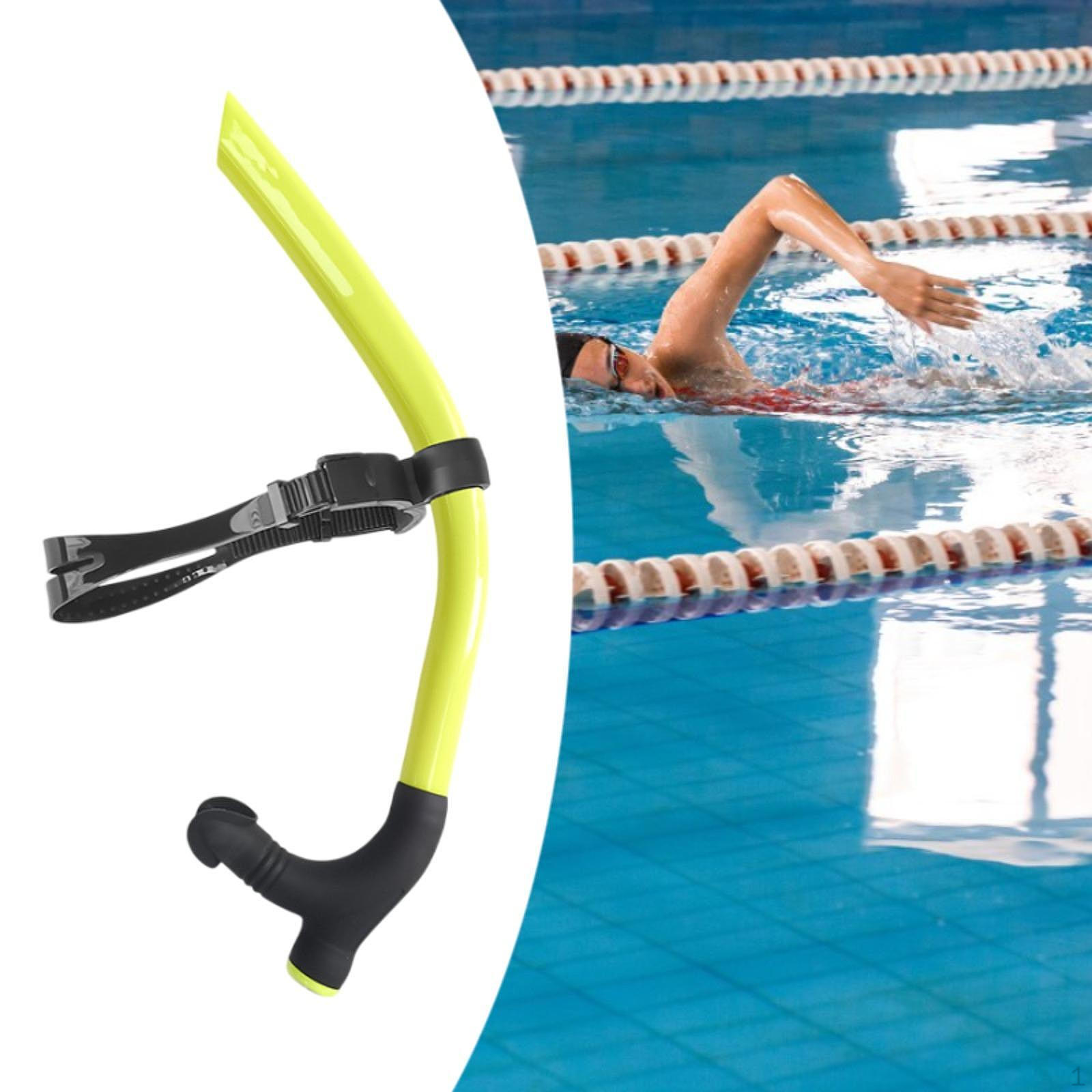 

Трубка для обучения плаванию с передним центральным креплением, силиконовым загубником и продувочным клапаном жёлтый