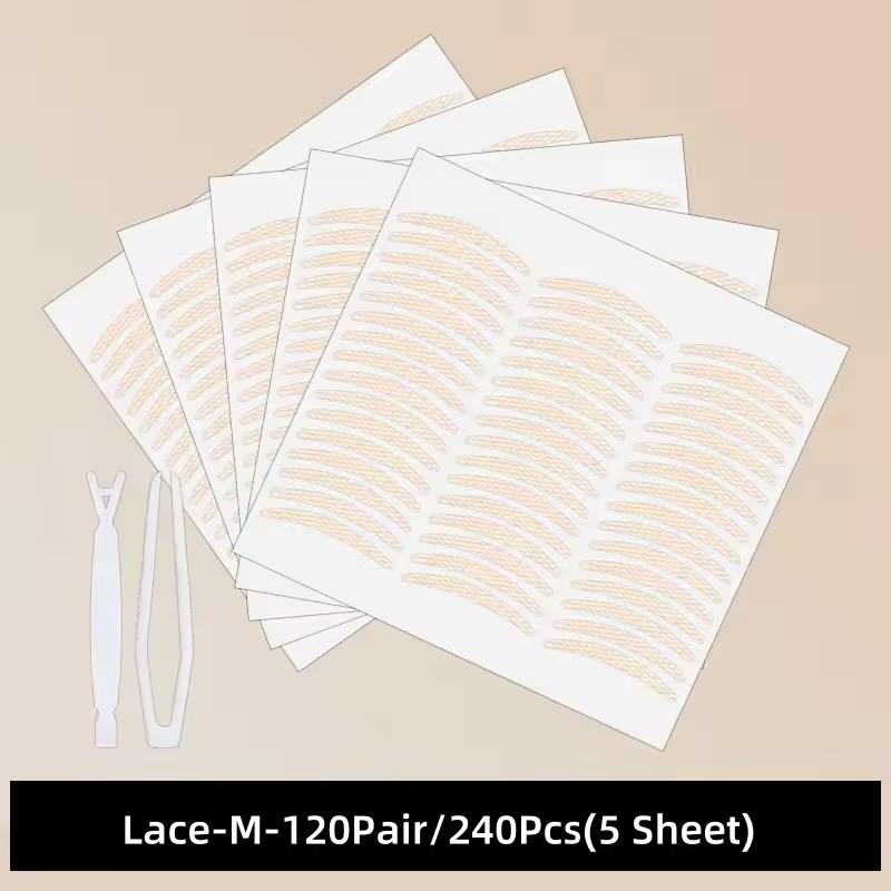 240Pcs Double Fold Eyelid Tape Sticker Lace Nature Clear Beige Stripe Self-adhesive Natural Eye Makeup Make Up With Tool New