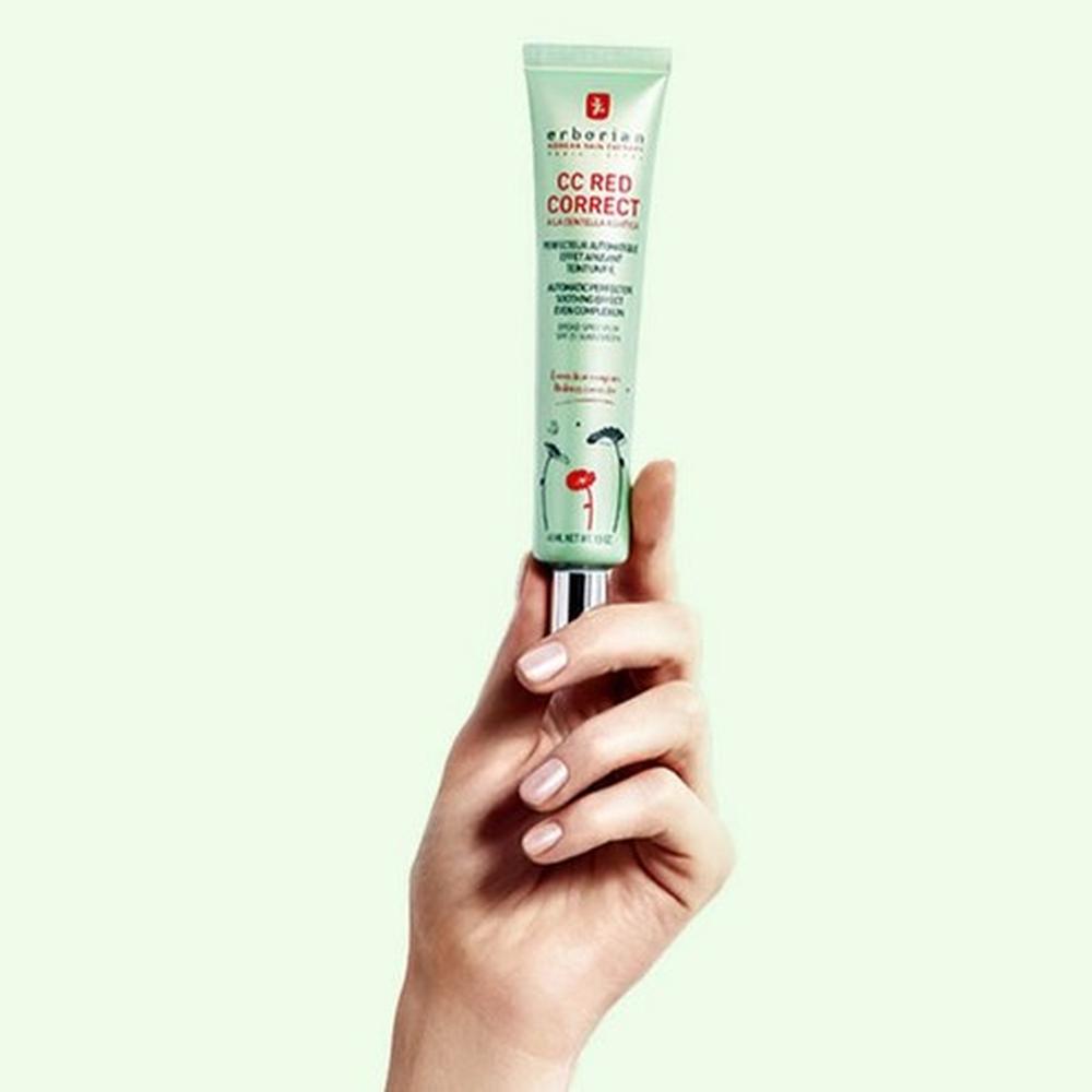 Erborian Red Correct CC Cream SPF25 45ml – Tone Adjusting CC Cream, Redness Care, Skin Soothing Formula, Korean