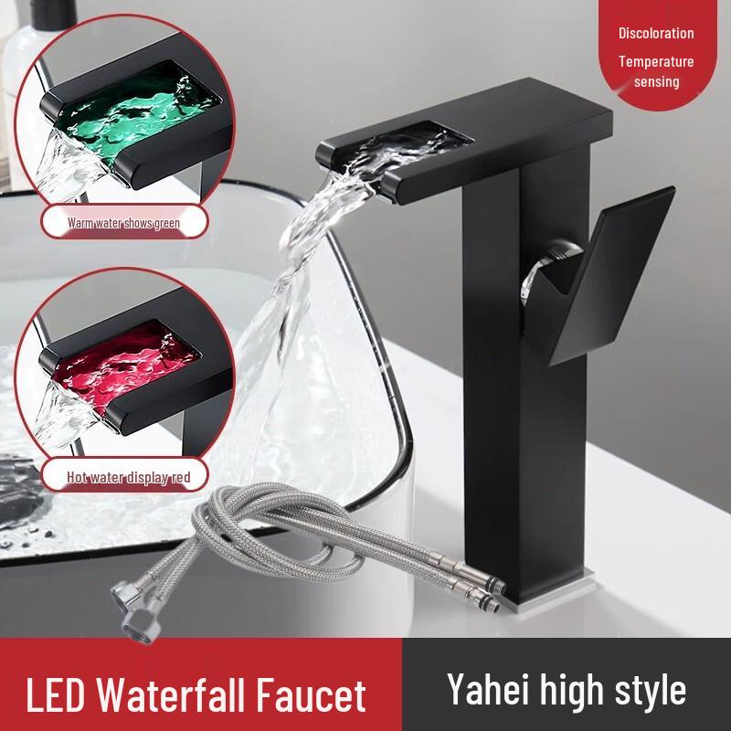 

Waterfall Basin Faucet with LED Temperature Display