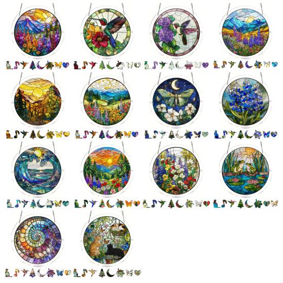 Acrylic Jigsaw Puzzle Suncatcher Kit, Stained Glass Style DIY Window Hanging Ornament for Home Decor, Gift for Women Men Mom