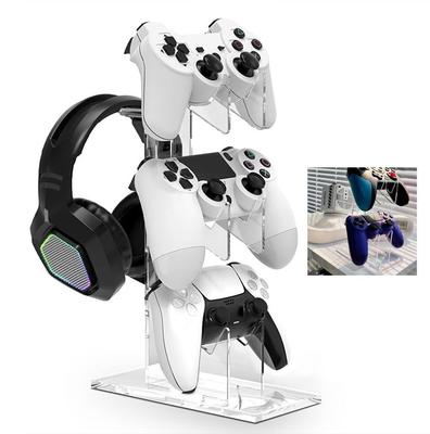 Bombinate Controller-Ständer, stilvoller Aufbewahrungs-Controller-Halter, Aufbewahrungsregal für Spielkonsolen, Spieleregal (Transparente Basis)