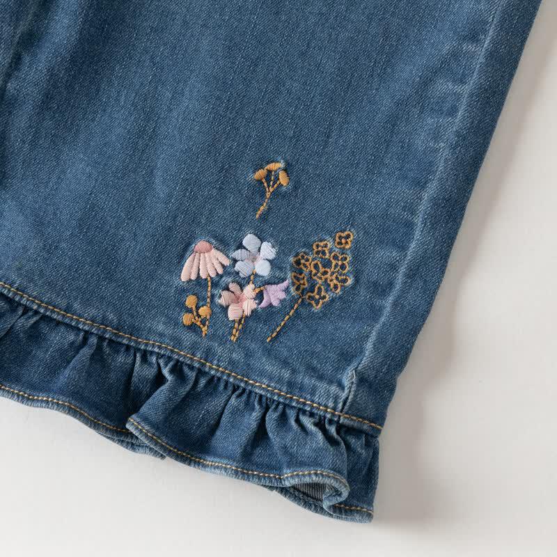 DAVE&BELLA Girls' Autumn Wide-Leg Denim Jeans