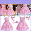 Lindo Vestido de Princesa Barbie Para Crianças Fantasia de Cosplay Poliéster Rosa Tamanhos 100cm-150cm