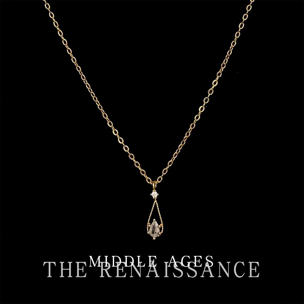 Средневековая цепочка на ключицы с полыми звеньями и цирконом в виде капли воды Французское ретро ожерелье ожерелье ожерелье