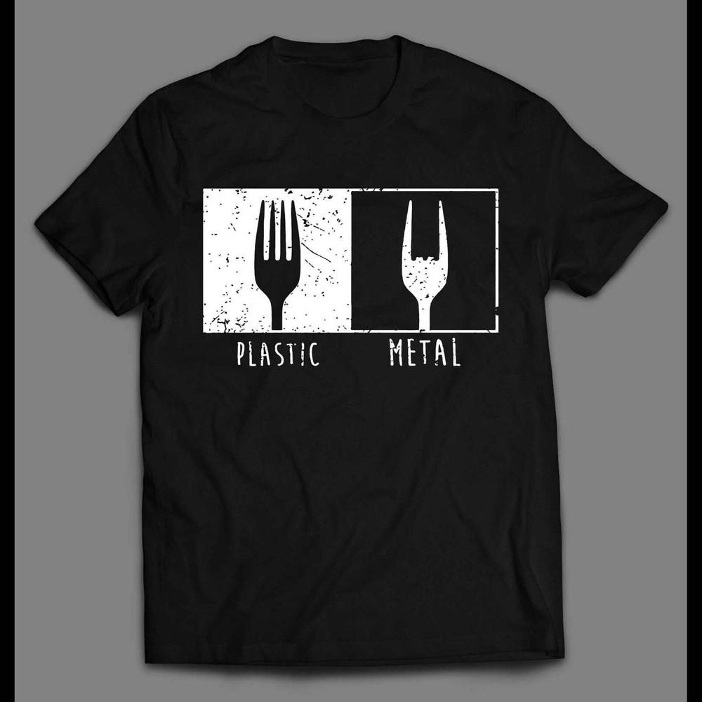 

Officially Licensed HEAVY METAL FORKS PLASTIC X METAL HIGH QUALITY SHIRT Unisex T-Shirt XXXL