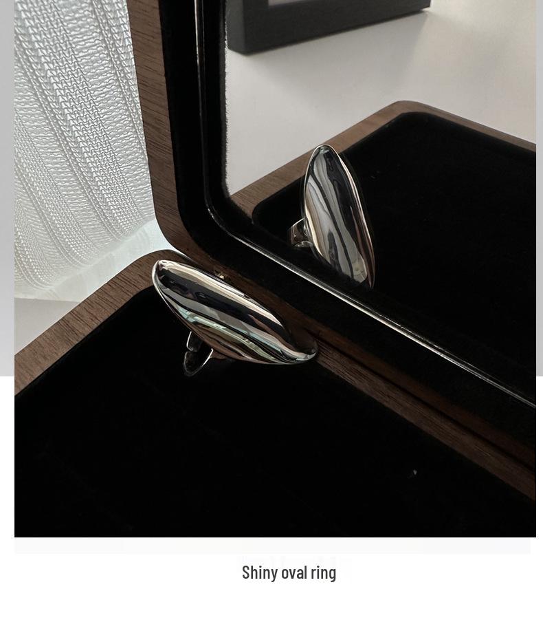 Korean Style S925 Sterling Silver Arc-Shaped Polished Ring