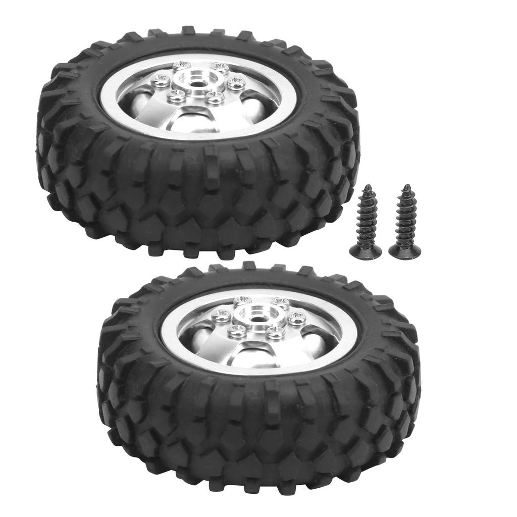 2Pcs Truck Wheel Rubber Tire 55mm Dia Aluminium Alloy Fit for WPL D12 1Celsius10 RC Car