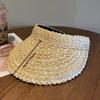 Empty Top Sun Visor Hat For Women Natural Straw Wide Brim Sun Cap Girl Sunshade Summer Versatile Beach Hat Derby Vacation Hat