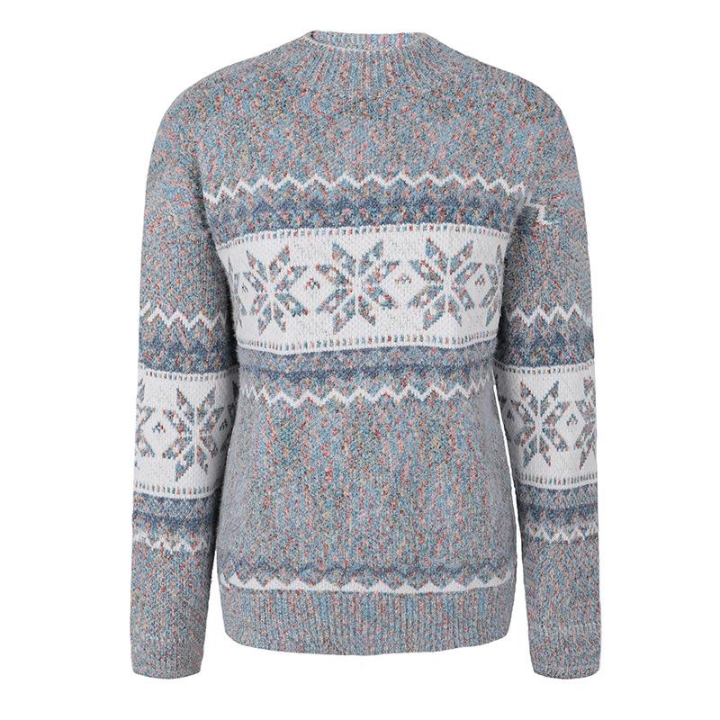 Damen Strickwaren Herbst/Winter Weihnachtspullover Halbrollkragen Schneeflockenpullover