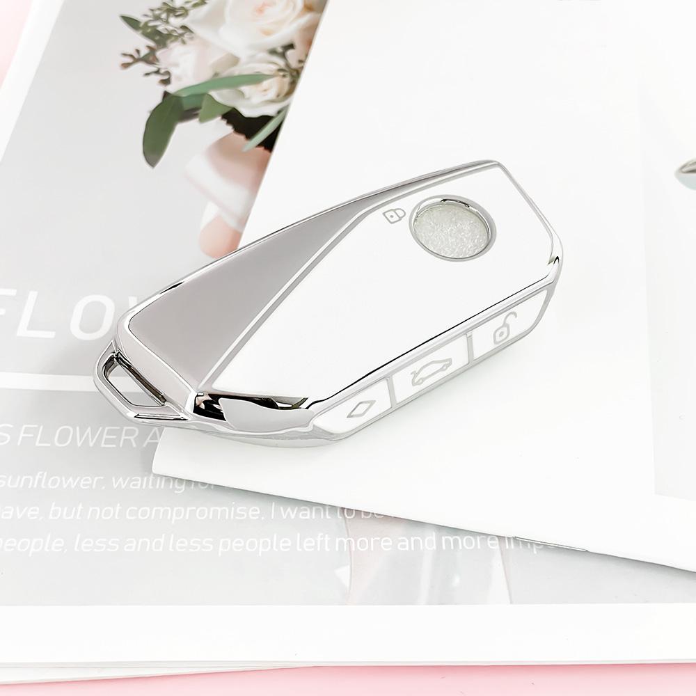TPU Car Key Case Cover Shell Fob for BMW G07 X7 LCI U11 X1 G70 7 Series G09 XM F98 X4M LCI G18 X5 G81 M3 I20 IX Silver Key Case