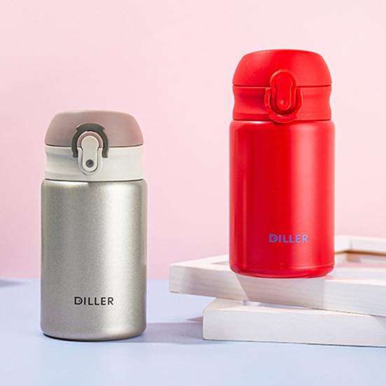 Thermos Sottovuoto 300ML Tappo a Flip Conservazione del Calore Design Compatto Mini Isolato Acciaio Inossidabile