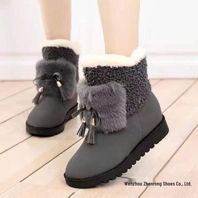 2025 Winter Fleece-Lined Girls' Snow Boots, Cute Flat Boots, Warm Cotton, Non-Slip, Casual.