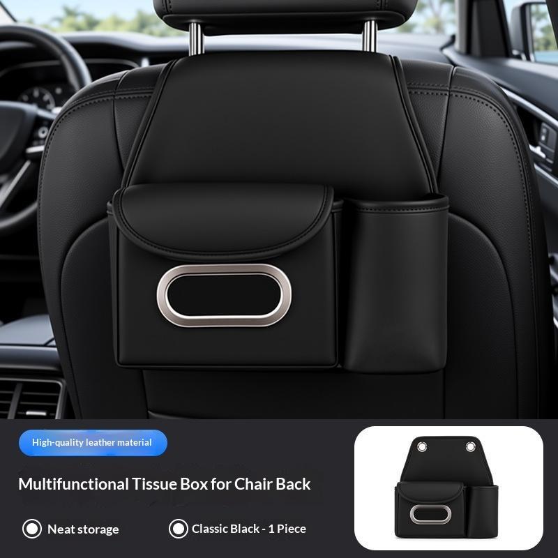 Pu Leather Car With Tissue Holder Cup Pocket Fits Road Trips Daily Commute Easy Install Keep Car Tidy