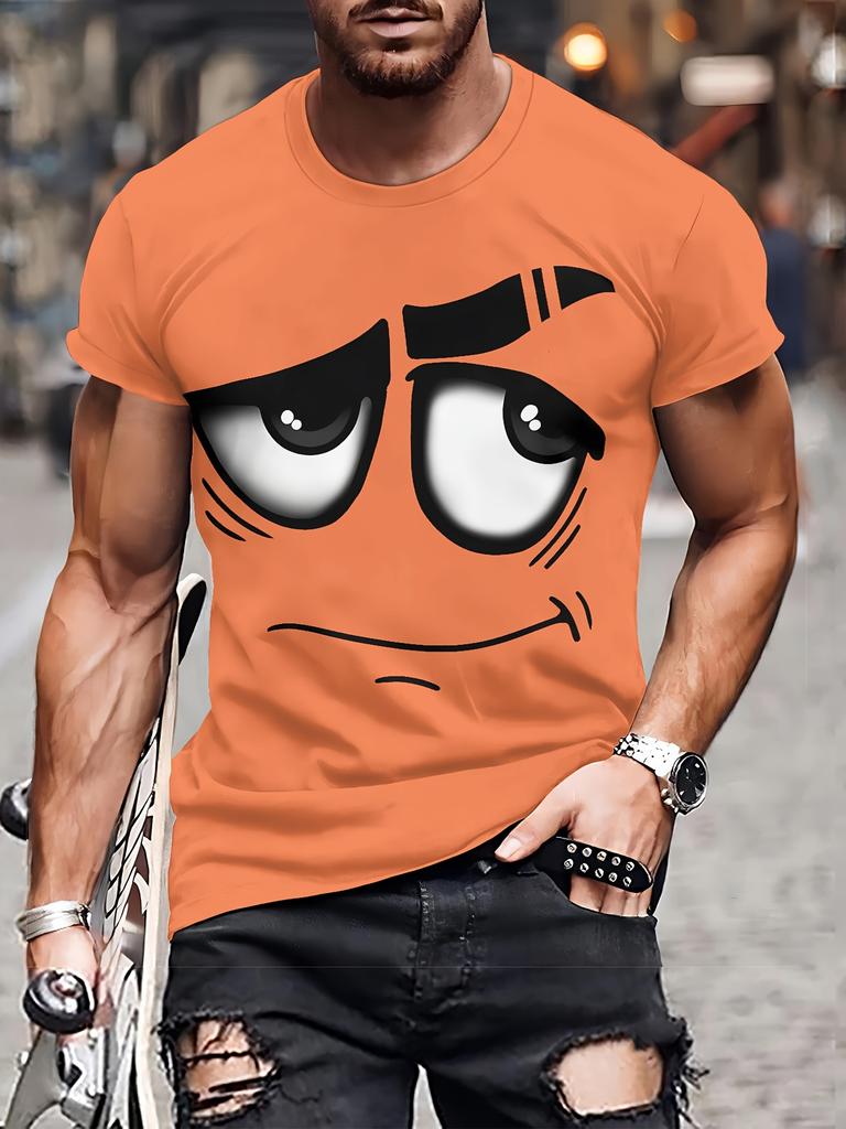 Stilvolles Herren 3D-Druck Grafik Rundhals T-Shirt Atmungsaktives Freizeit-T-Shirt