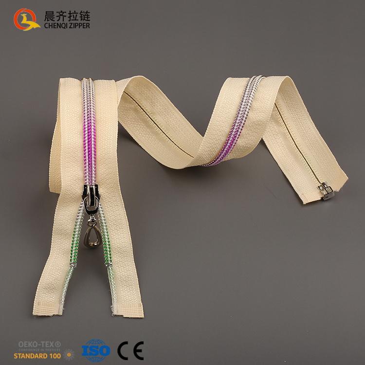 Factory Spot Wholesale 5# Nylon rainbow Gradient Teeth Colorful Tape Open End DIY Polyester Zipper 5#&Slider