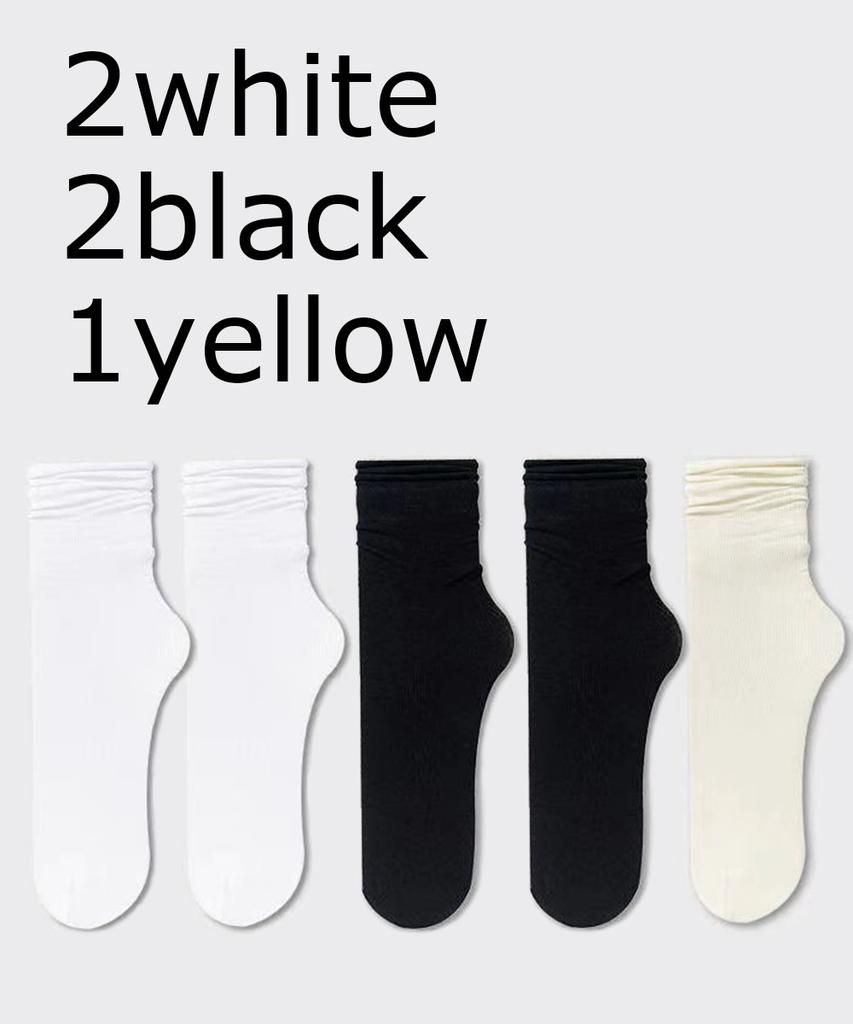 5/10 Pairs Ice Silk Women's Middle Tube Thin Socks Summer Cool Black and White Socks Ice Pile Ladies' Casual Socks