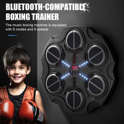 Music Boxing Machine with Gloves Wall-Mounted Bluetooth-compatible Boxing Target with LED 9 Speed Adjustable Electronic Boxing Trainer Punching Pad